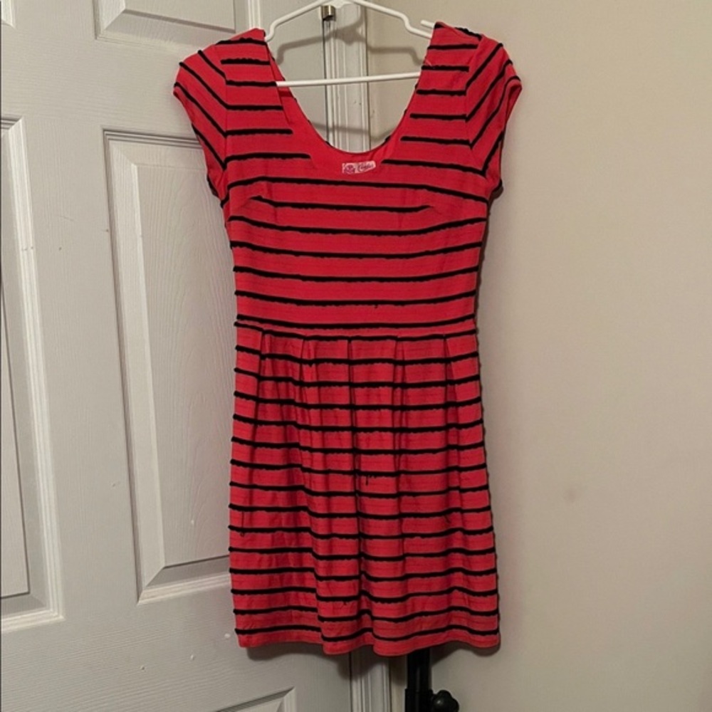 Candie's Pink and Black Striped Casual Dress